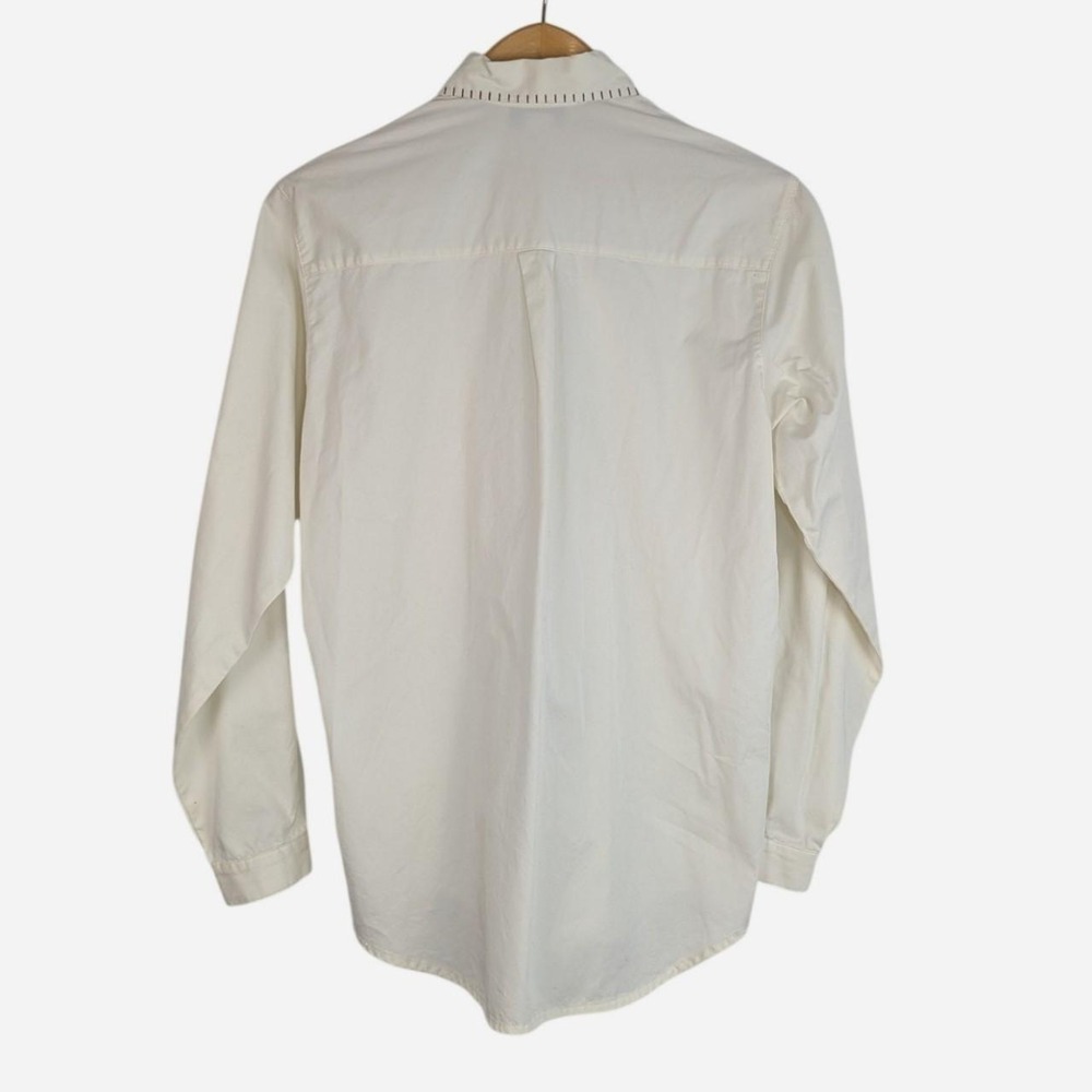 Vintage Ashley Pine Tree Embroidered Collar Cotton Blouse Cream Size 6 - Picture 4 of 8